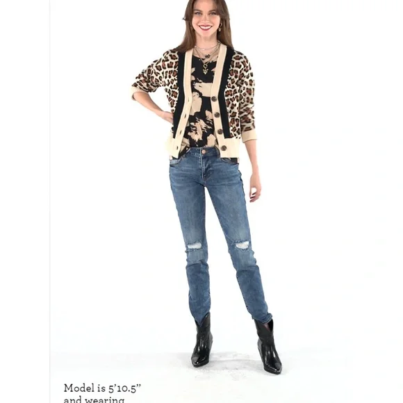 CAbi Leopard Print Cardigan - Tan, Black, and Brown - Picture 4 of 8